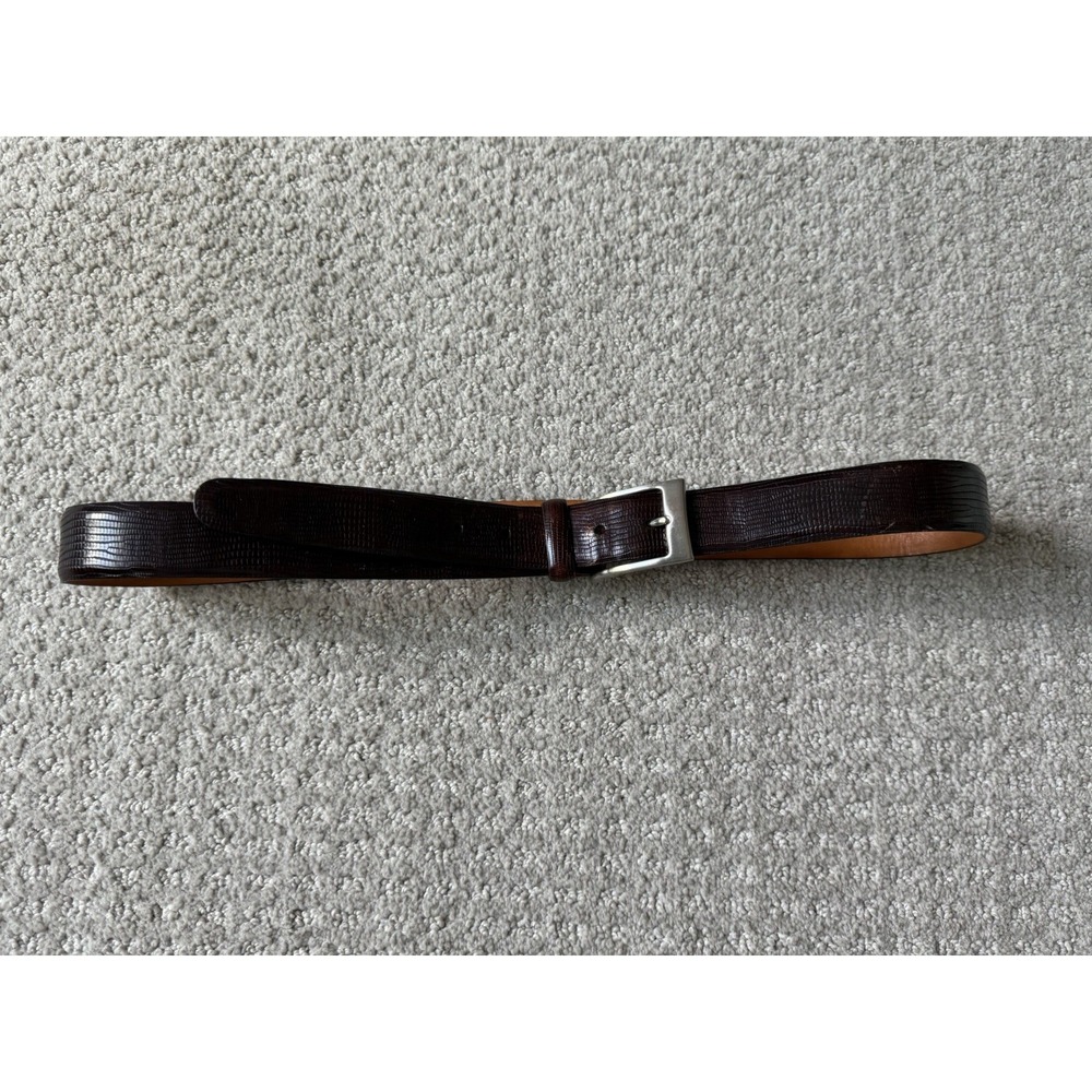 Martin Dingman Lizard Grain Italian Calfskin‎ Leather Belt Sz 36 Handmade USA
